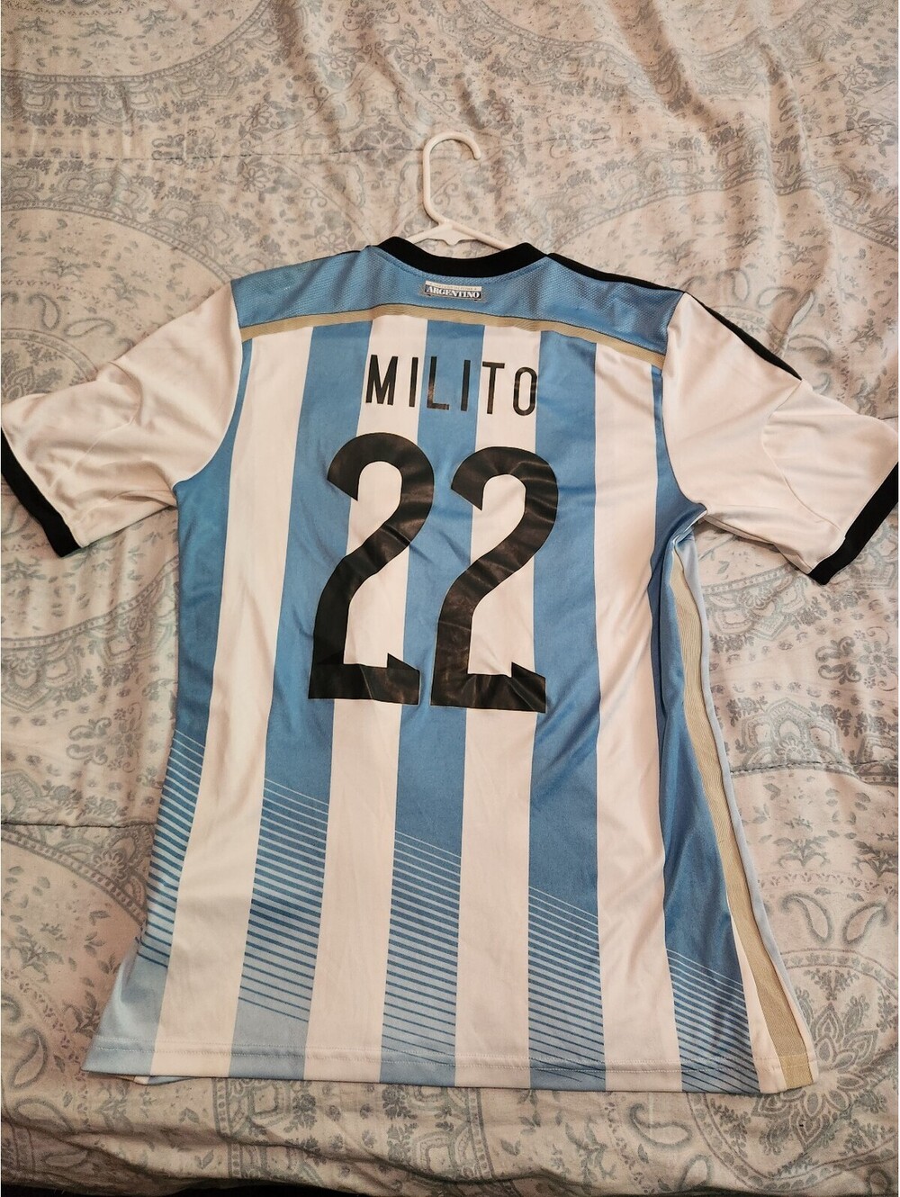 Argentina 2014/2015 Milito World Cup Home Soccer Jersey Size M